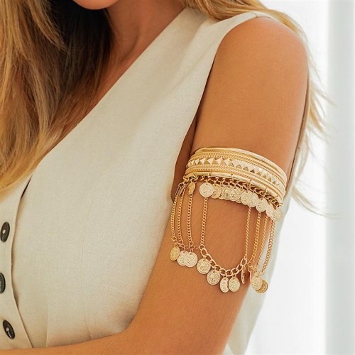 occidental style Cowboy wind Metal coin tassel chainarm chain leaves retro