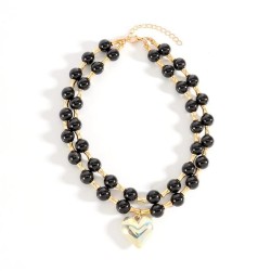 occidental style black imitate Pearl punk  retro love all-Purpose Double layer..