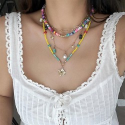 occidental style color Nation gravel beads necklacenecklace  wind chrysanthemu..