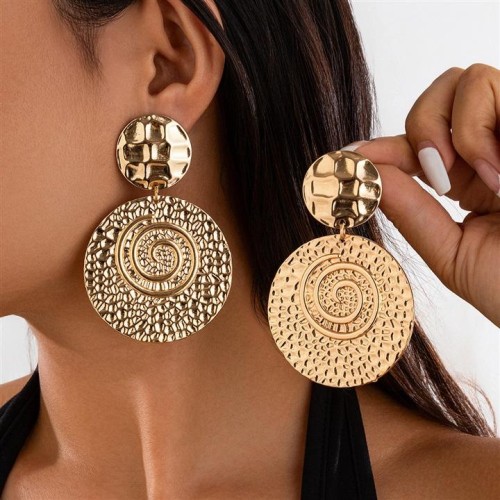 occidental styleearrings Metal Round ear stud  exaggerating geometry pattern pendant