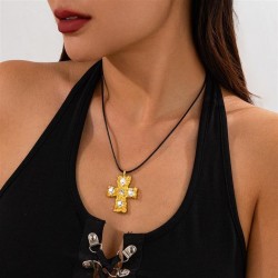 occidental styleins wind Metal cross necklace  personality brief diamond Alloy