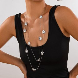 occidental style pendant multilayer long necklacenecklace Metal chain sweater ..