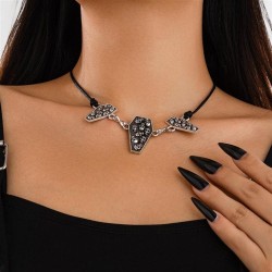 occidental style  black wind geometry skull pendant clavicle necklace  Hallowe..