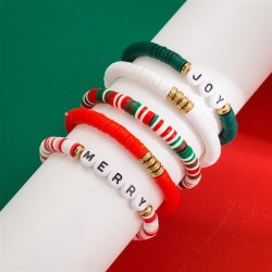 christmas weave color elasticity set  Bohemian style Word bracelet woman