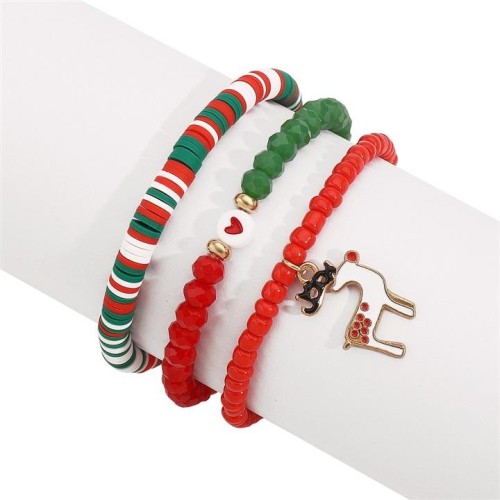 occidental style christmas beads bracelet set  day gift Santa Claus pendant