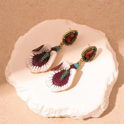 retro diamond drop enamel flowers silver earrings occidental style personality..