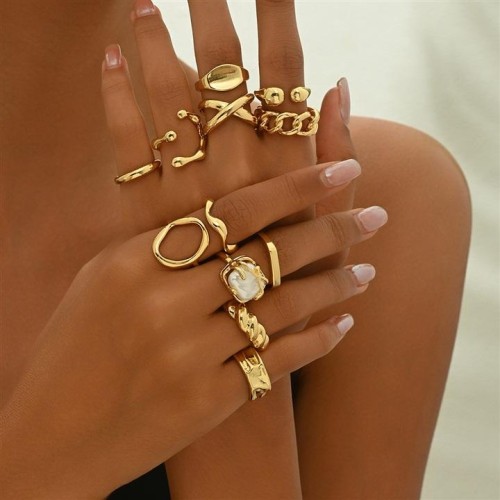  occidental style wind lady opening personality geometry samll Irregular ring