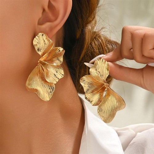 occidental style brief lady flowers earrings personality exaggerating Metal wind multilayer samll ear stud pe
