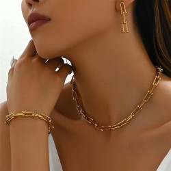  occidental style wind lady necklace earrings set briefU buckle splice bracele..