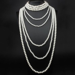 occidental style fashion multilayer Pearl necklace earrings set sweater chain ..