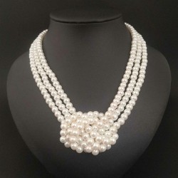 fashion color glass Pearl beads necklace all-Purpose temperament clavicle chai..