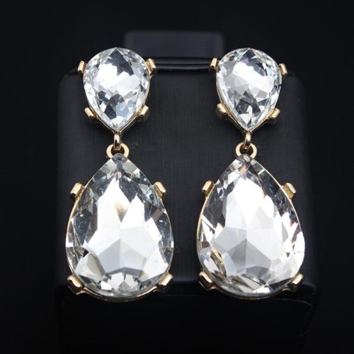   occidental style crystal gem Alloy earrings big drop earring exaggerating fashion woman