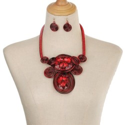 Europe handmade weave gem pendant wind high lady exaggeratingecklace