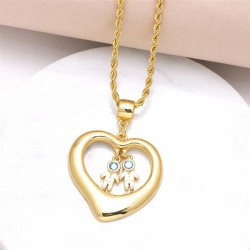 occidental style Peach heart boy girl pendant necklace gilded embed zircon lov..