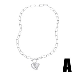  zircon love Peach heart pendant necklace woman gilded heart-shaped sweater ch..