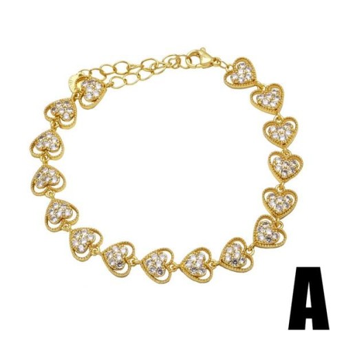  four clover bracelet woman gilded zircon love Peach heart Moonbrk