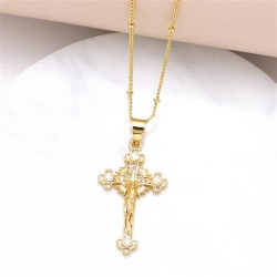  cross pendant necklace woman bronzek gold embed zircon clavicle chainnkr