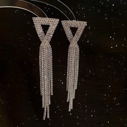 geometry triangle long style tassel earrings woman  temperament luxurious bril..