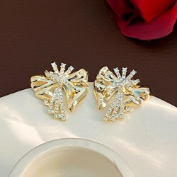  Metal wind zircon bow earrings woman all-Purpose temperament fashion ear stud..
