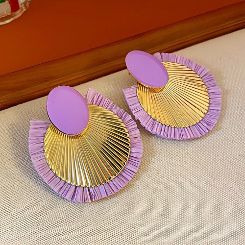 occidental style Bohemia fashion wind exaggerating earrings personality Stripe Alloy sector Earring
