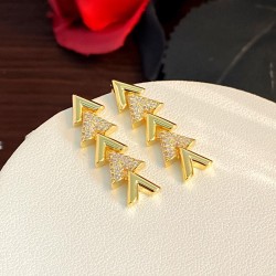 brief geometry embed zircon WordV tassel earrings samll silver ear stud high E..