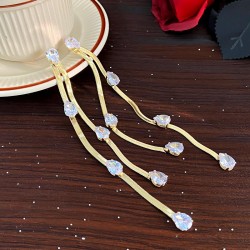 occidental style wind personality zircon drop tassel earrings samll silver ear..