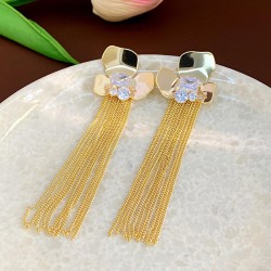 occidental style wind tassel zircon flowers earrings exaggerating long style e..