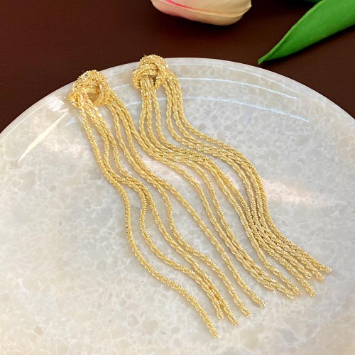  personality trend long style tassel earrings occidental style fashion temperament silver ear stu