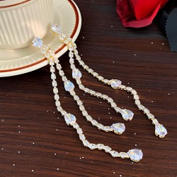  fashion high long style zircon tassel drop earrings occidental style exaggera..