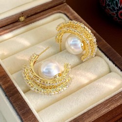 occidental style retro exaggerating multilayer zircon cirque Pearl circle pers..