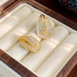  high embed zircon leaves ear stud all-Purpose Zirconium Leaf ear stud tempera..