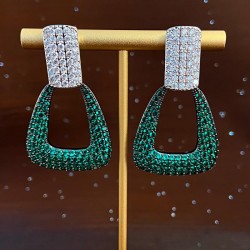  exaggerating geometry square embed zircon earrings samll triangle ear stud hi..