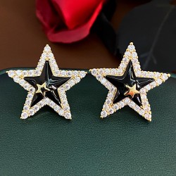 Autumn and Winter fashion high zircon star earrings temperament wind ear stud ..