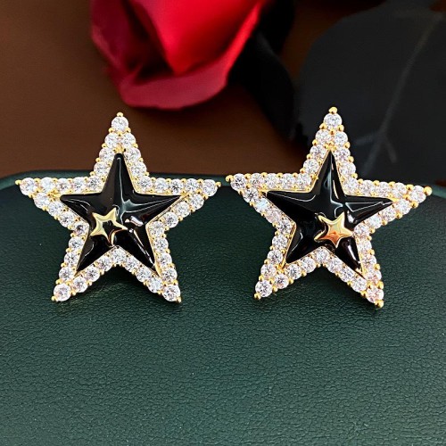 Autumn and Winter fashion high zircon star earrings temperament wind ear stud samll personality a