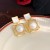  retro high square zircon Pearl earrings geometry fashion temperament ear stud high silver Earring