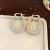  occidental style wind geometry square Oval embed zircon buckle high personality earrings fashion super Earring