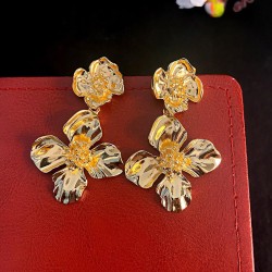 silver high Metal wind flowers earrings occidental style exaggerating ear stud..