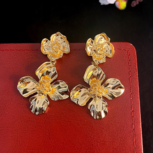silver high Metal wind flowers earrings occidental style exaggerating ear stud Earring woman