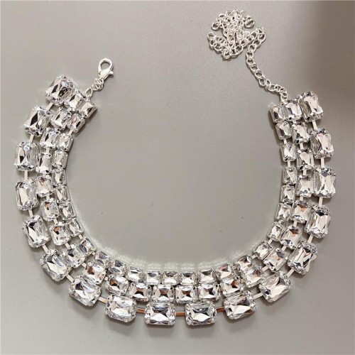 occidental style personality exaggerating necklace  fashion high luxurious multilayer Rhinestone clavicle chai