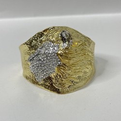 occidental style retro samll flash diamond lion head pattern width bangle temp..