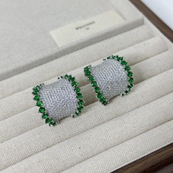  retro luxurious flash diamond color zircon earrings fashion high circle buckl..