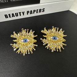 occidental style exaggerating personality flash diamond eyes earrings retro op..