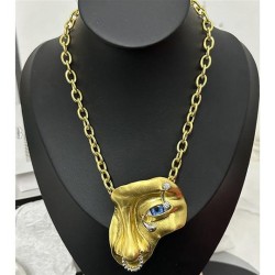 occidental style exaggerating half surface pendant necklace chain personality ..