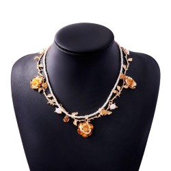  retro rose pendant necklace Pearl beads charm lady personality temperament ba..