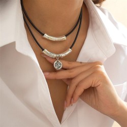 occidental style ethnic style pendant short style Collar woman  retro Double l..