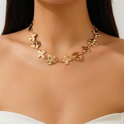 occidental style fashion Peach heart cross splice necklace ins wind Metal hear..