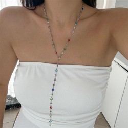 occidental style more color imitate crystal pendant necklace woman ins wind im..