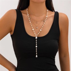 occidental styleins wind diamond Moon and stars pendant long necklace woman  b..