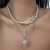 occidental style fashionins diamond cross Peach heart necklace  brief imitate Pearl beads clavicle woman