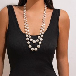 occidental style temperament brief imitate Pearl necklace woman  high geometry..
